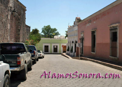 mansions on a cobblestone street in Alamos Sonora Mexico